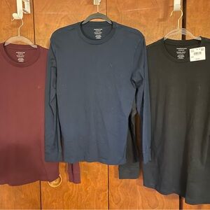 American Eagle Outfitters Men's Long Sleeve Tees - Burgundy, Navy, Black